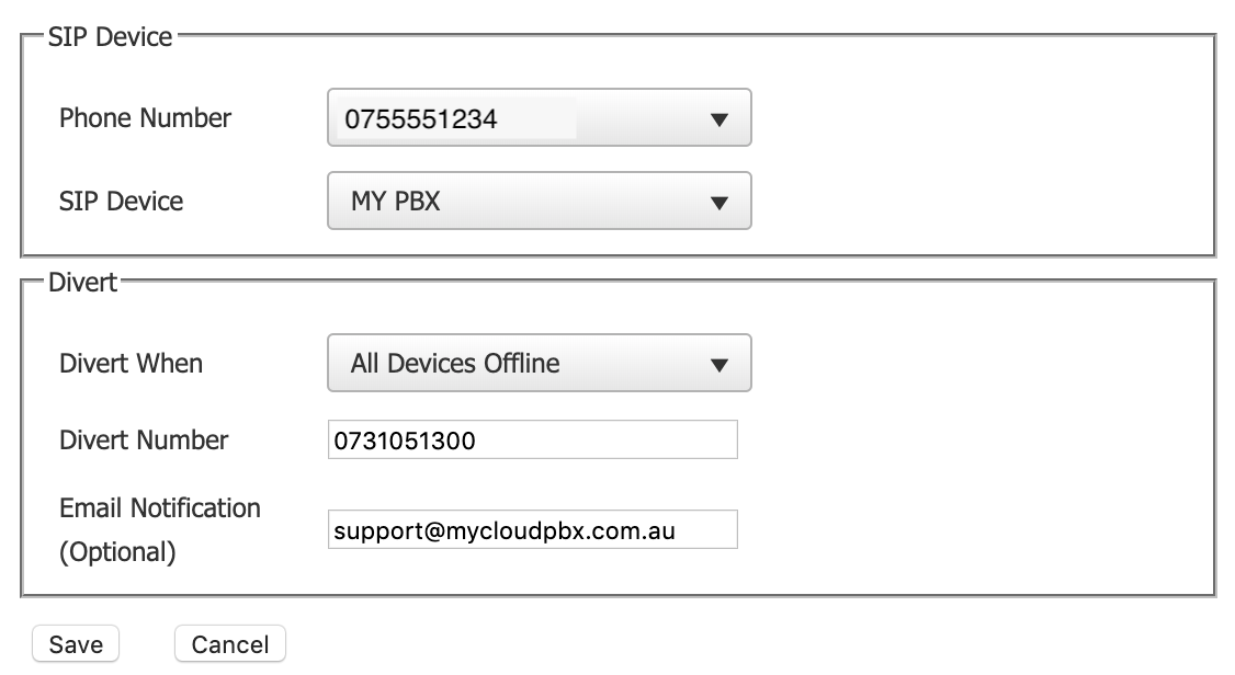 trunk mode number configuration